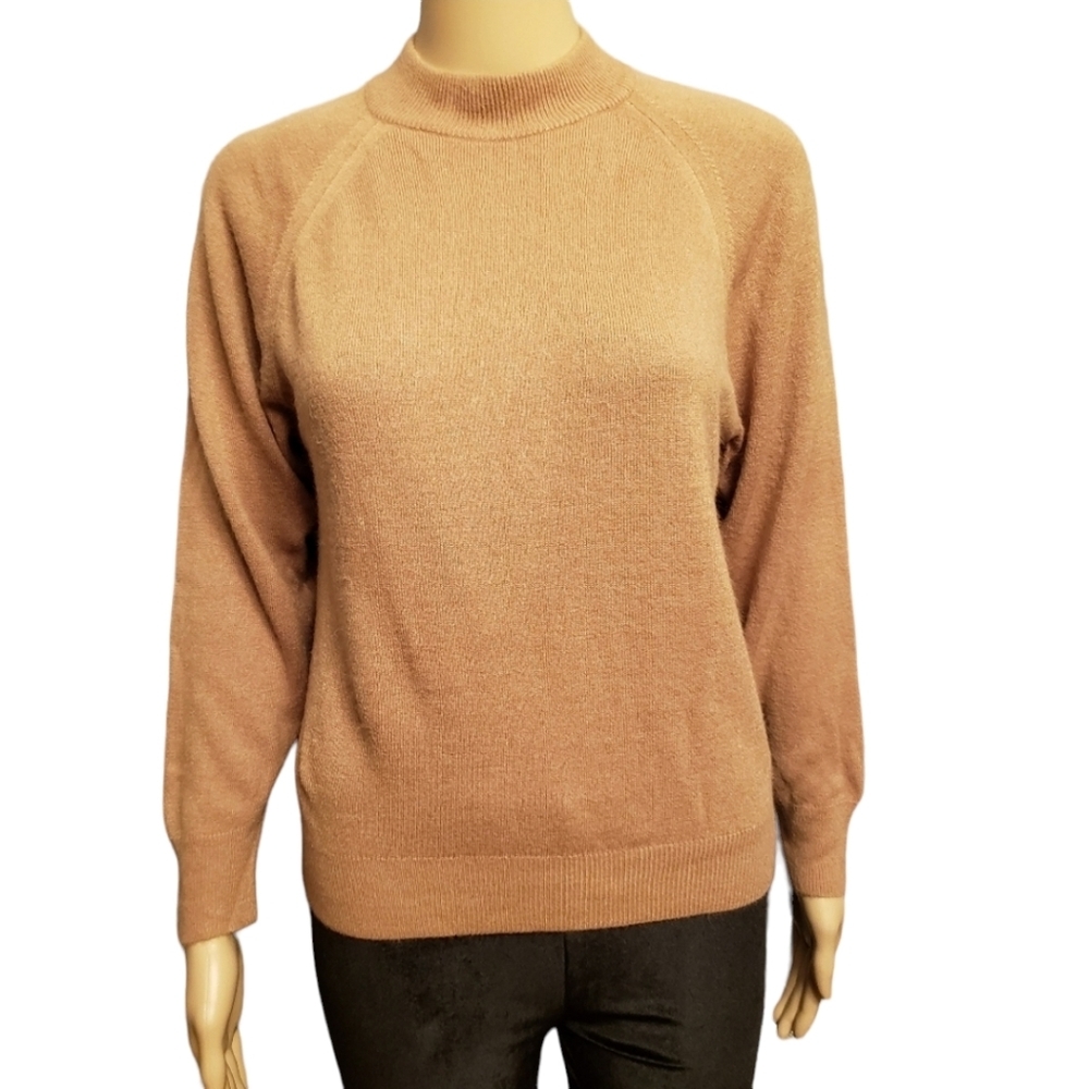 Vintage Hampshire Studio Tan Mock Neck Sweater